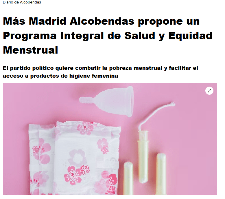 Más Madrid Alcobendas propone un Programa Integral de Salud y Equidad&nbsp;Menstrual