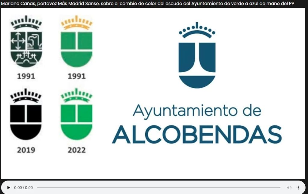 Más Madrid denuncia que el escudo de Alcobendas vuelva a ser azul de mano del&nbsp;PP